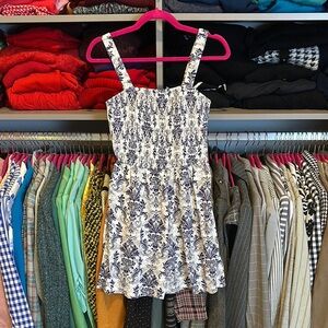 Dokotoo white/purple print elastic strap smocked bodice romper size M NWT